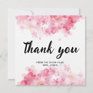 Elegant watercolor floral bridal shower thank you card