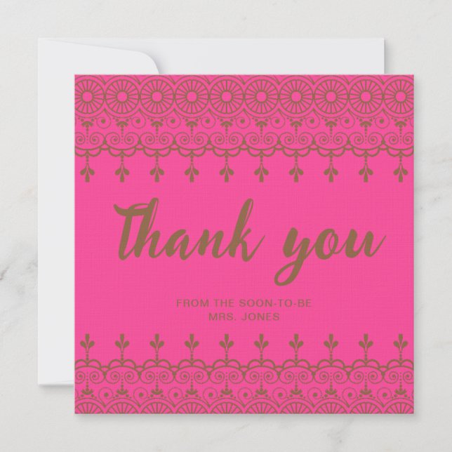 Elegant watercolor floral bridal shower thank you card (Front)