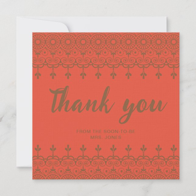 Elegant watercolor floral bridal shower thank you card (Front)