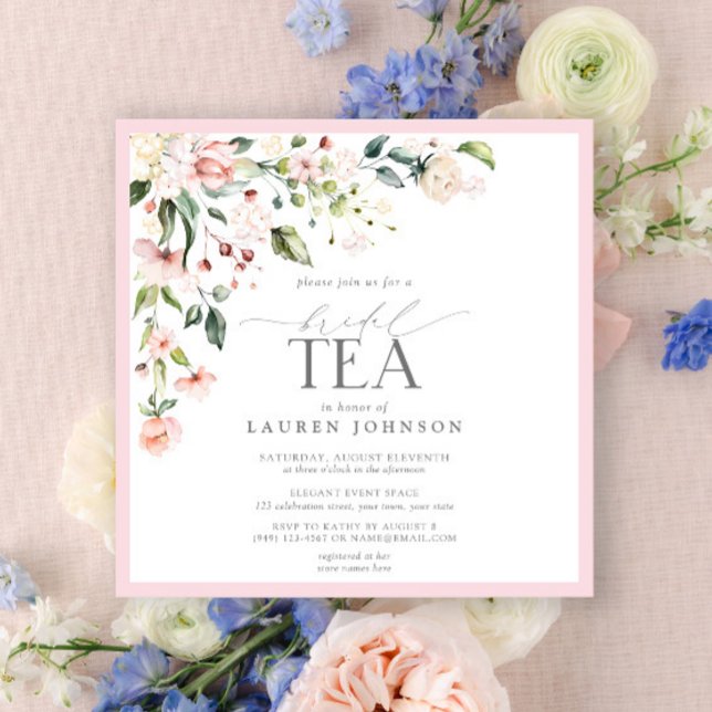 Elegant Watercolor Floral Bridal Tea Pink Shower Invitation (Creator Uploaded)