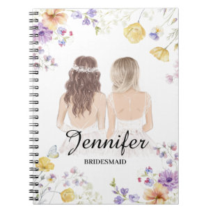 elegant watercolor floral bridesmaid Personalised  Notebook