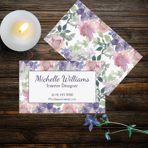 Elegant Watercolor Floral  Business Card