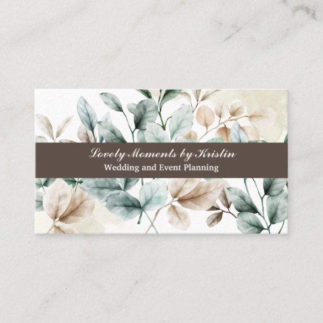 Elegant watercolor floral business card (Front)