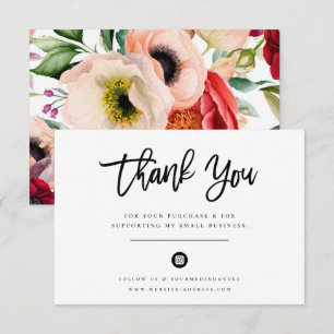 Elegant Watercolor Floral Business Thank You Card