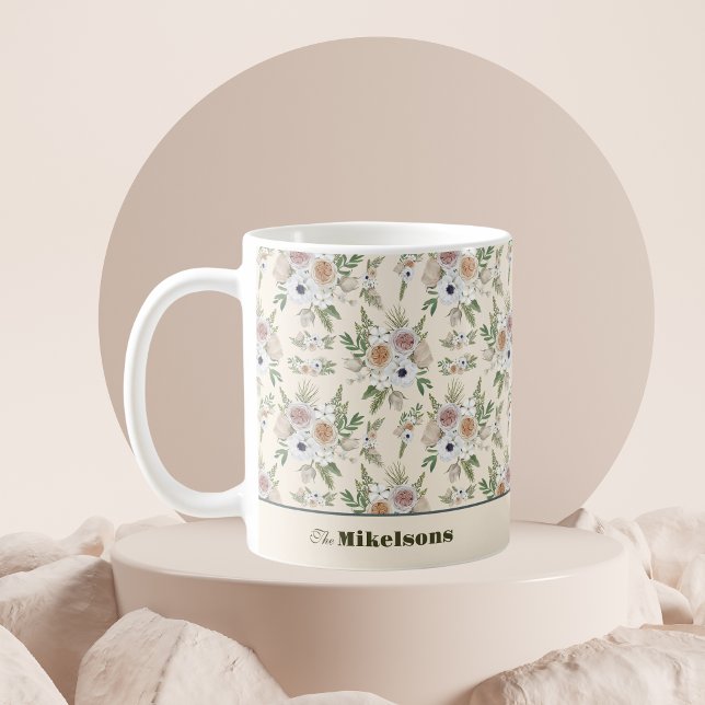 Elegant Watercolor Floral Christmas  Coffee Mug (Creator Uploaded)