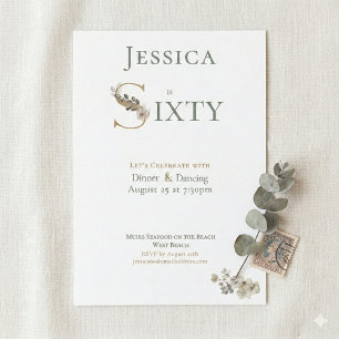 Elegant Watercolor Floral Cream 60th Birthday  Invitation