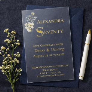 Elegant Watercolor Floral Cream 70th Birthday Acrylic Invitations