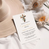 Elegant Watercolor  Floral Cross  Baptism