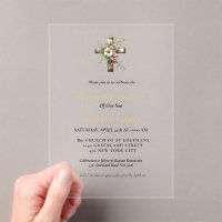 Elegant Watercolor  Floral Cross Confirmation
