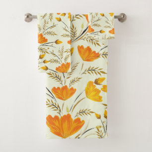 Elegant watercolor floral decorative eye-catching  bath towel set