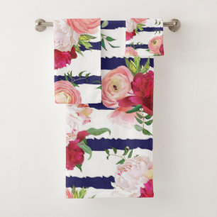 Elegant watercolor floral decorative eye-catching  bath towel set