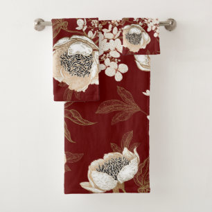 Elegant watercolor floral decorative eye-catching  bath towel set