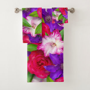 Elegant watercolor floral decorative eye-catching  bath towel set