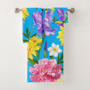 Elegant watercolor floral decorative eye-catching bath towel set