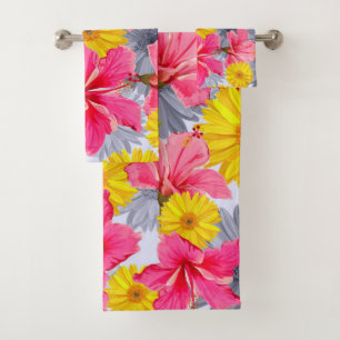Elegant watercolor floral decorative eye-catching  bath towel set