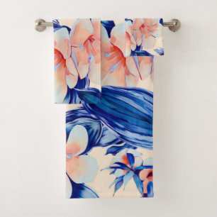 Elegant watercolor floral decorative eye-catching bath towel set