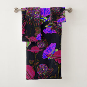 Elegant watercolor floral decorative eye-catching  bath towel set