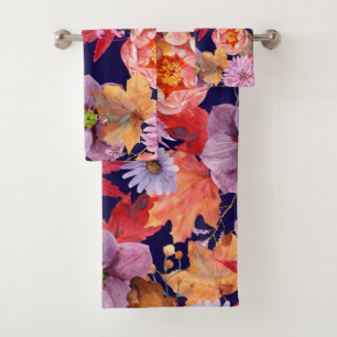 Elegant watercolor floral decorative eye-catching bath towel set