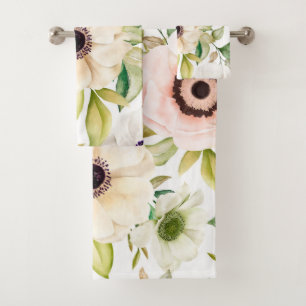Elegant watercolor floral decorative eye-catching bath towel set