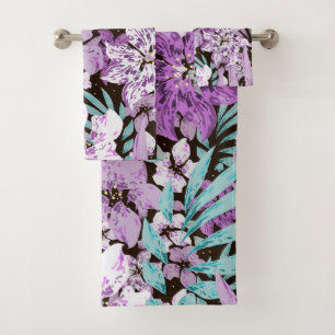 Elegant watercolor floral decorative eye-catching bath towel set