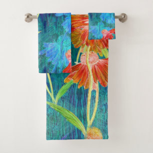Elegant watercolor floral decorative eye-catching bath towel set
