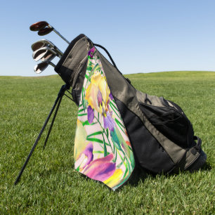 Elegant watercolor floral decorative eye-catching golf towel