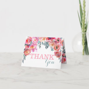 Elegant Watercolor Floral Drop Thank You