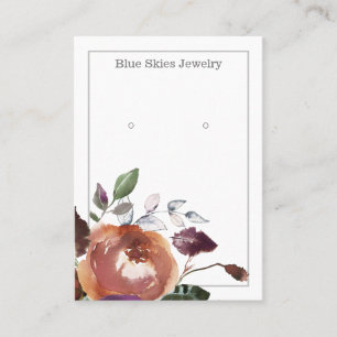 Elegant Watercolor Floral Earring Display Card