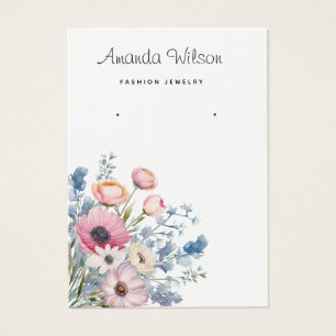 Elegant watercolor floral earring display card 