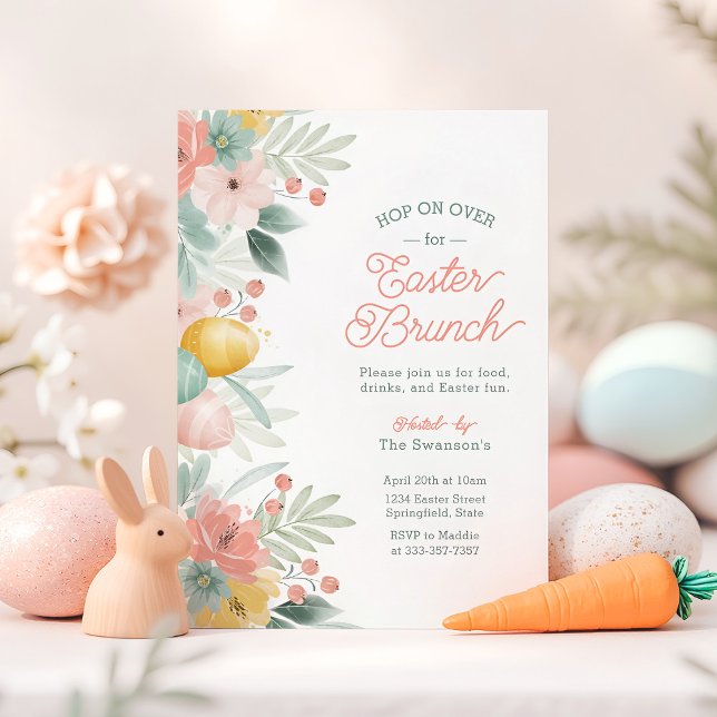 Elegant Watercolor Floral Easter Brunch Invitation (Elegant Watercolor Floral Easter Brunch Invitation)