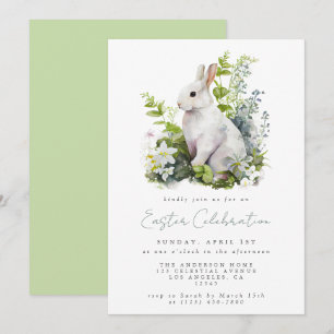 Elegant Watercolor Floral Easter Party Invitation