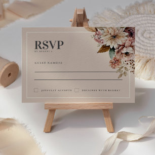 Elegant Watercolor Floral Fall Wedding RSVP Card