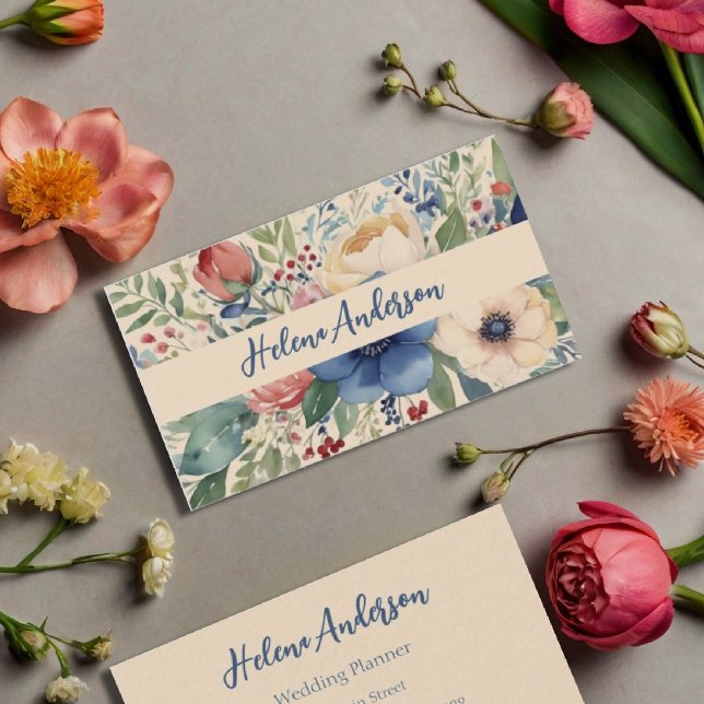 Elegant Watercolor Floral Feminine  Business Card (Creator Uploaded)