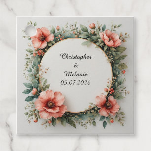 Elegant Watercolor Floral Frame Favour Tags