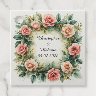 Elegant Watercolor Floral Frame Favour Tags