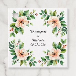Elegant Watercolor Floral Frame Favour Tags
