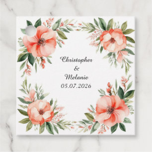 Elegant Watercolor Floral Frame Favour Tags