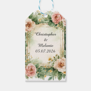 Elegant Watercolor Floral Frame Gift Tags