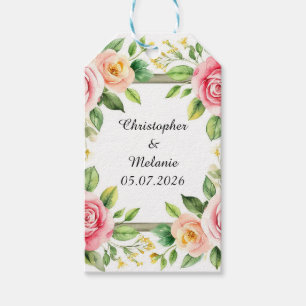 Elegant Watercolor Floral Frame Gift Tags
