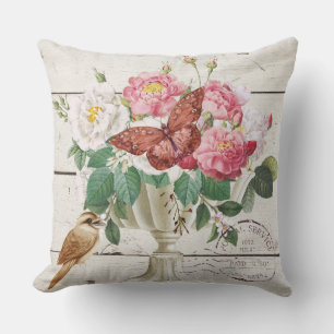 Elegant watercolor floral french dusty background cushion