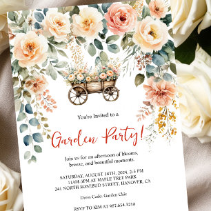 Elegant watercolor floral garden party invitation