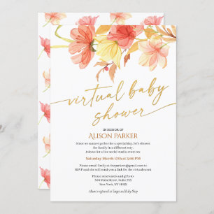 Elegant Watercolor Floral Gold Script Virtual Invitation
