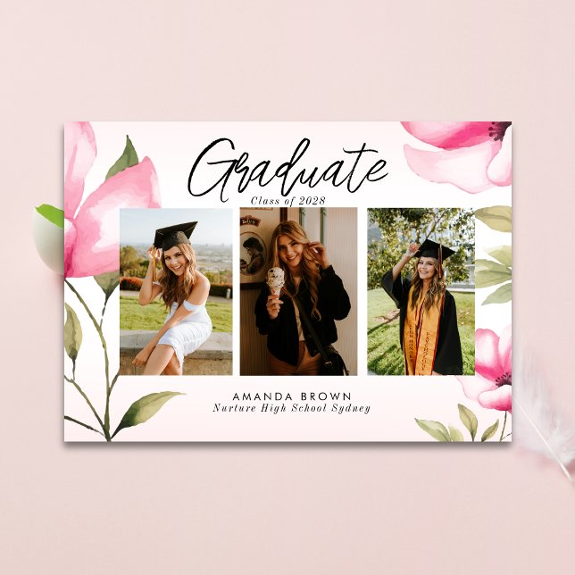 Elegant Watercolor floral Graduation Class 2025 Invitation (Creator Uploaded)