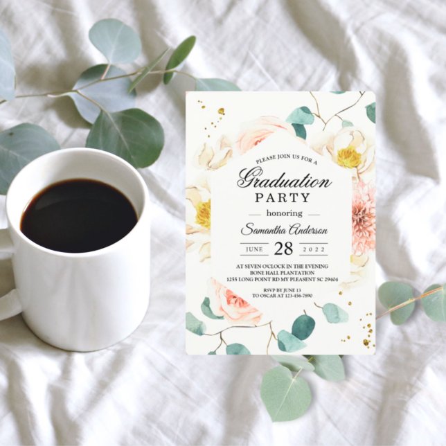Elegant Watercolor Floral Graduation Party Invitation (Creator Uploaded)