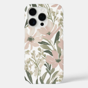 Elegant Watercolor Floral Green and Blush Pink iPhone 16 Pro Case