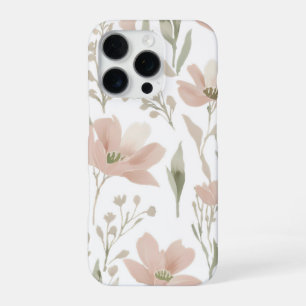 Elegant Watercolor Floral Green and Blush Pink iPhone 16 Pro Case