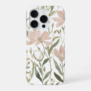 Elegant Watercolor Floral Green and Blush Pink iPhone 16 Pro Case