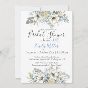 Elegant Watercolor Floral Greenery Bridal Shower   Invitation