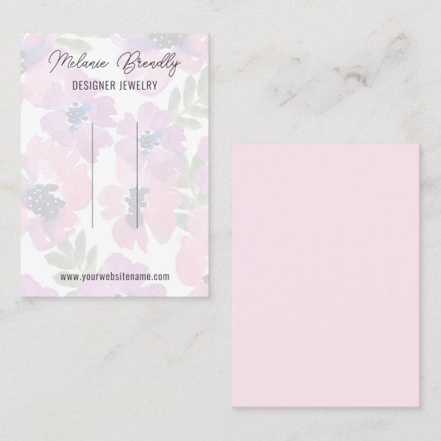 Elegant Watercolor Floral Hair Clip Display   Business Card (Front/Back)