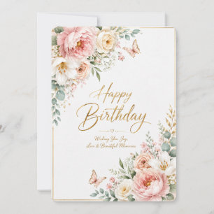 Elegant Watercolor Floral Happy Birthday Card